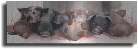 Pig Pile Metal Wall Art 36x12 Inches
