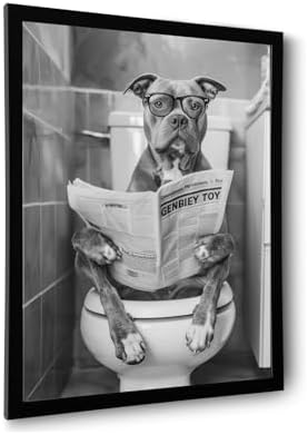 Funny Pitbull Wall Art Decor Black and White Print