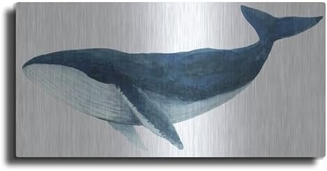 Humpback Whale Blue Metal Wall Art 24x12