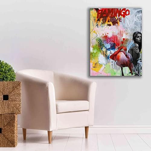 Epic Graffiti Flamingo Giclee Canvas Wall Art 26x34