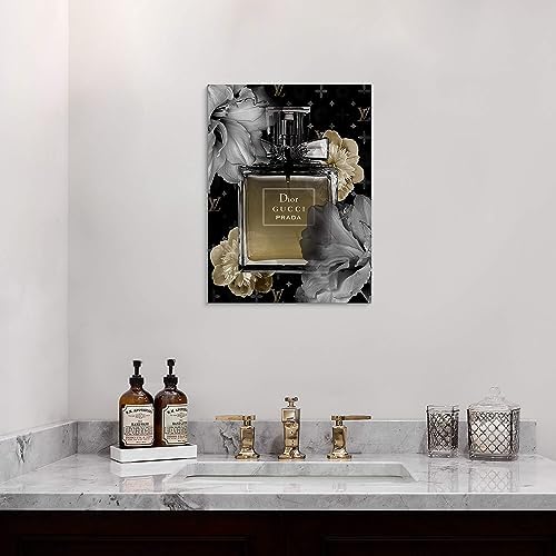 Fashion Perfume Flower Painting 24x18 Inch Canvas Wall Art