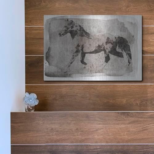 Dark Brown Horse Running Metal Wall Art 16x12