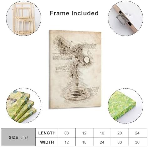 Telescope Inspired Sketches Wall Art Poster 20x30inch
