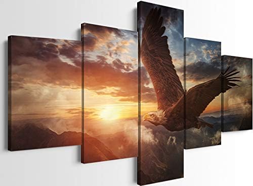 YOUHONG 5 Panel Bald Eagle Wall Art - Modern Decor Canvas Art for Home