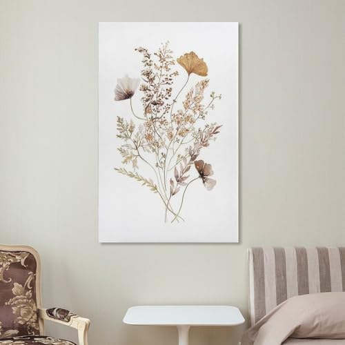 Vintage Inspired Dried Flower Wall Decor Print Canvas Poster 8x12 Inch