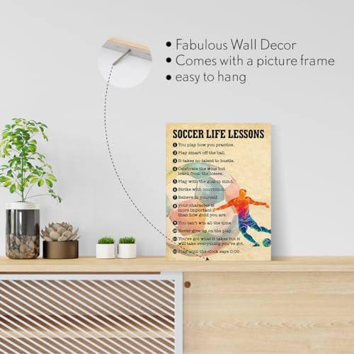 Soccer Wall Art Canvas Painting Framed Decor for Home Office