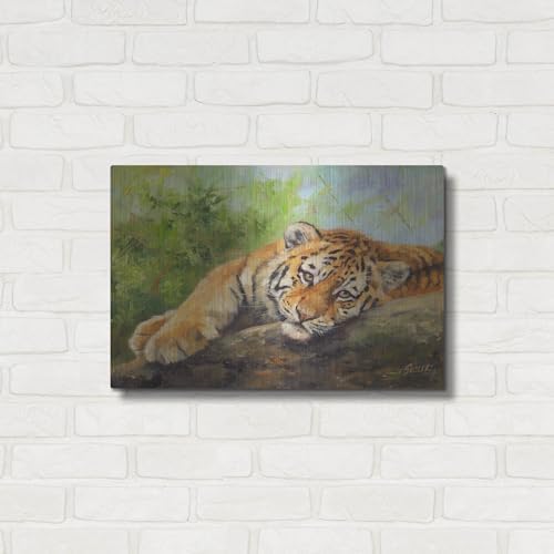 Tiger Cub Rock2 by David Stribbling Metal Wall Art 24x16