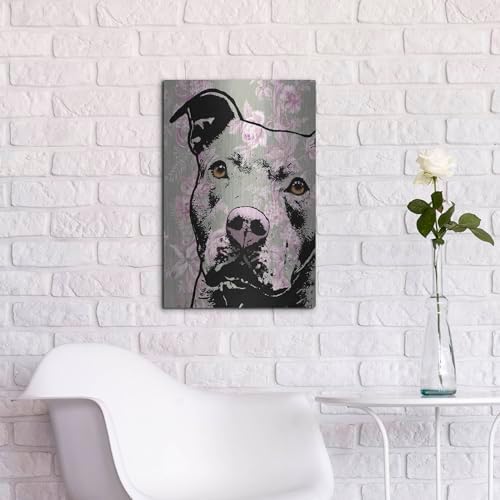 Thoughtful Pit Bull Metal Wall Art 16x24