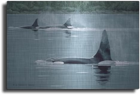 Orcas Metal Wall Art by Ron Parker 16x12