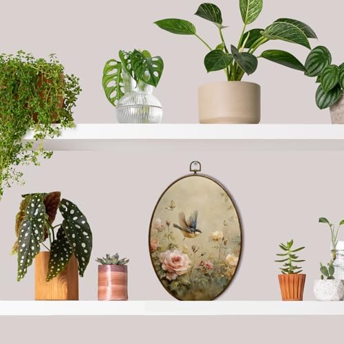 JQF Vintage Floral Bird Oval Wall Art 85x115 Inch