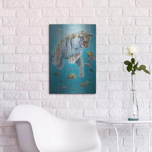 Diving Tiger Metal Wall Art by Heather Gauthier