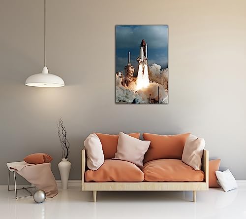 Qunyaae Framed Space Shuttle Telescope Poster Wall Art 24x36inch