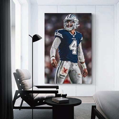 Dak Prescott Football Art Poster Print Canvas 24x36inch