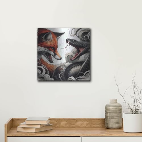 Fox And Snake Metal Wall Art 12x12