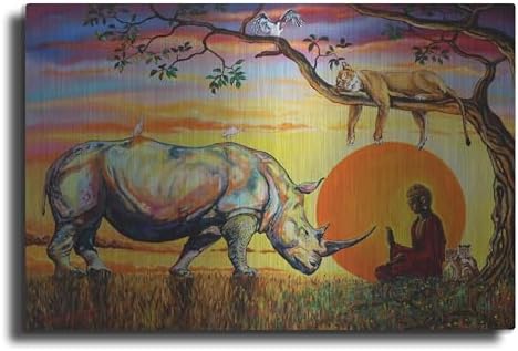 Buddha Rhino Metal Wall Art 24x16