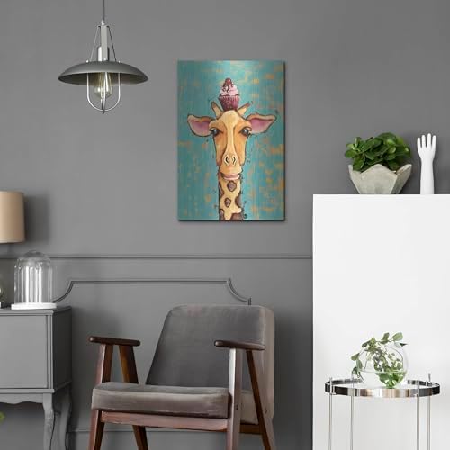 Giraffe With Cherry on Top Metal Wall Art 16x24 1