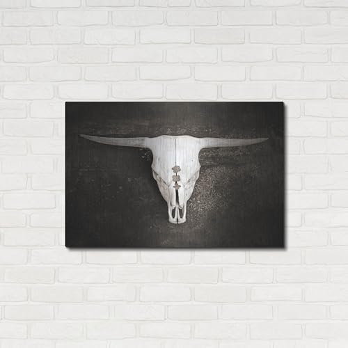 Sepia Cattle Skull Metal Wall Art 36x24