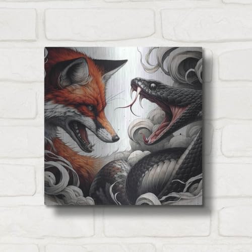 Fox And Snake Metal Wall Art 12x12