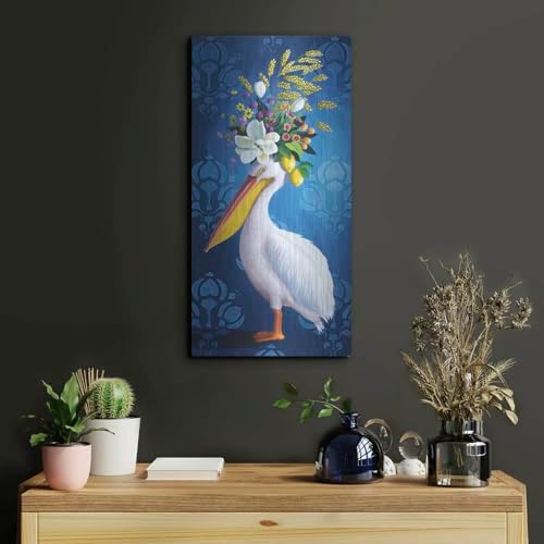 Pelican On Blue Metal Wall Art by Heather Gauthier