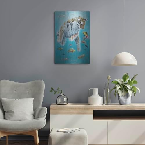 Diving Tiger Metal Wall Art by Heather Gauthier
