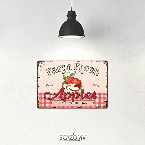 SCAZOMV Vintage Metal Apple Tin Wall Art Sign
