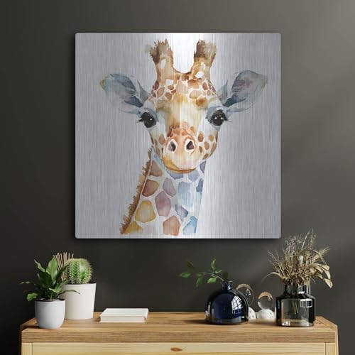 Baby Giraffe Metal Wall Art 24x24 Inches