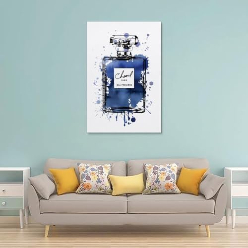 BanLaArt Gold Perfume Bottle Wall Art Print Modern Bedroom Decor 12x18inch