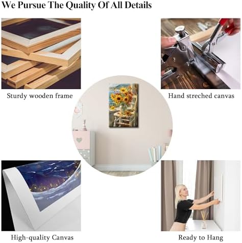 Fall Vintage Sunflower Canvas Wall Art 12x18 Inches