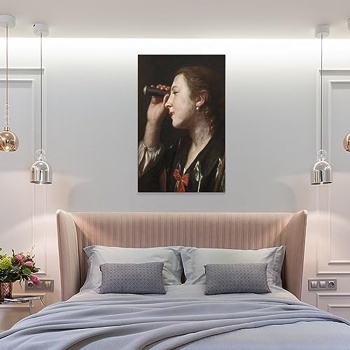 Pietro Rotari Girl Through Telescope Art Poster Canvas Print Wall Art