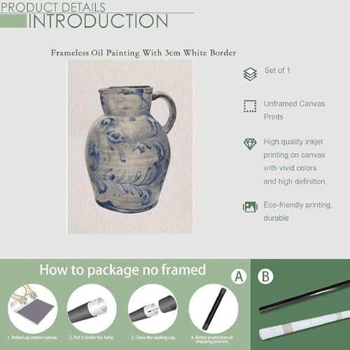Vintage Pitcher Canvas Wall Art Print 16x24inch