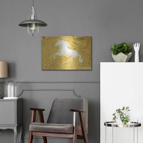 Gold Running Horse 1 Metal Wall Art 24x16