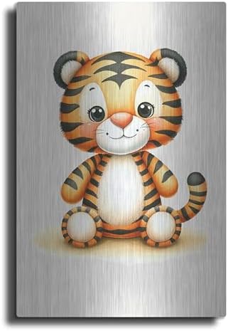 Cuddly Tiger Metal Wall Art 16x24 Inches