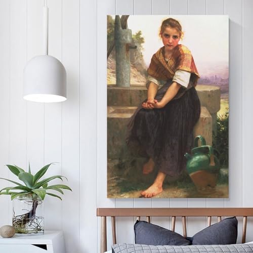 William Adolphe Bouguereau The Broken Pitcher Canvas Poster Wall Art 8x12 Inch