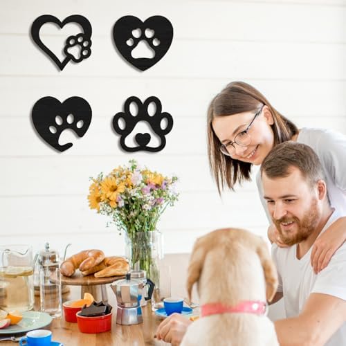 Dog Room Decor Paw Prints Wooden Wall Art