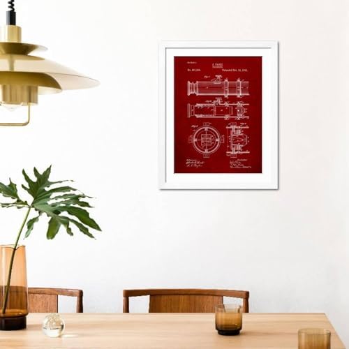ART COM Wall Art Print Telescope Vintage Patent 1891 32 x 40 Frame