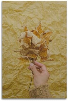 Dried Flower Hand On Yellow Background Canvas Poster 12x18inch