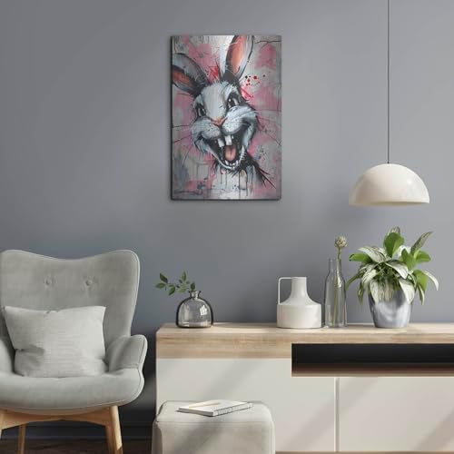 Creepy Bunny Metal Wall Art 16x24 Inch