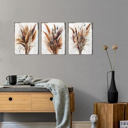 Vintage Botanical Wall Art Boho Decor 12x16 3Pcs