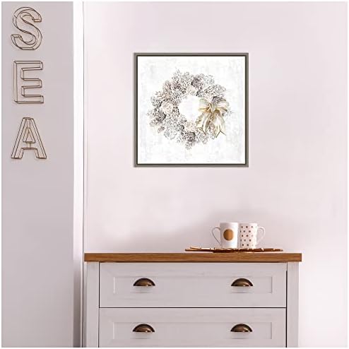 Amanti Art 16x16 Pinecone Wreath Framed Canvas Print