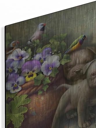 Pit Bull Pups Metal Wall Art 12x12