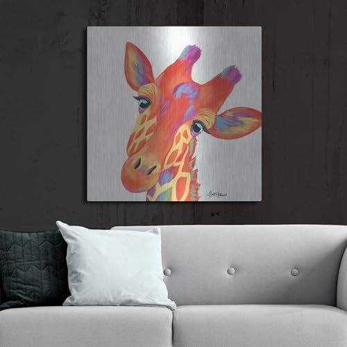 Cheery Giraffe Metal Wall Art 36x36
