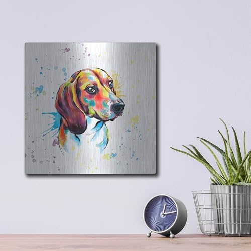 Colorful Watercolor Beagle Metal Wall Art 12x12