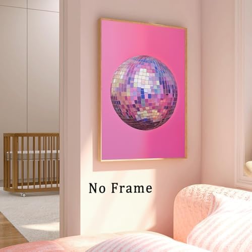 Funky Pink Disco Ball Wall Art Poster 16x24inch Unframed