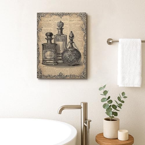 Vintage Perfume Bottles Wall Art 8x10 Inch