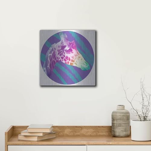 Faded Giraffe Metal Wall Art by Dawg Painter 12x12