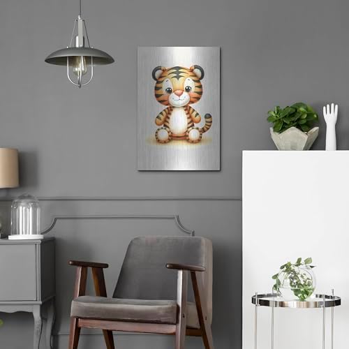 Cuddly Tiger Metal Wall Art 16x24 Inches