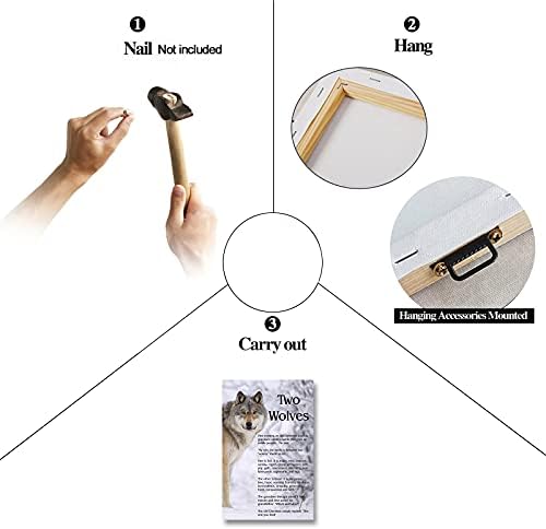 Wolf Wall Art Canvas Framed - Motivational Quotes Wolf Decor for Office and Bedroom