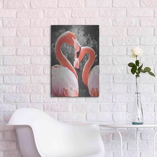 Flamingo II on BW Metal Wall Art by Debra Van Swearingen