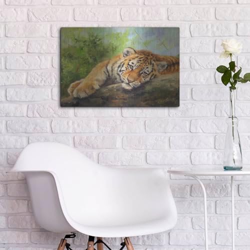 Tiger Cub Rock2 by David Stribbling Metal Wall Art 24x16
