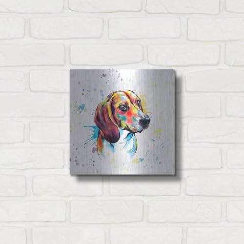 Colorful Watercolor Beagle Metal Wall Art 12x12